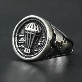 

Dropshipping Support Drop Ship Newest Cool Parachute Ring 100% 316L Stainless Steel Punk Silver Black Ring Boyfriend Gift 022