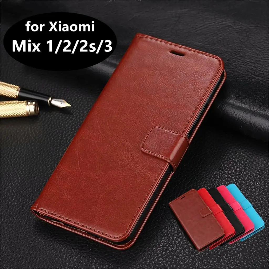 

High Quality Card Slot Phone Holder PU Leather Case for Xiaomi Mi Mix 2 2s Flip Cover Case Phone Shell for Xiaomi Mix 3