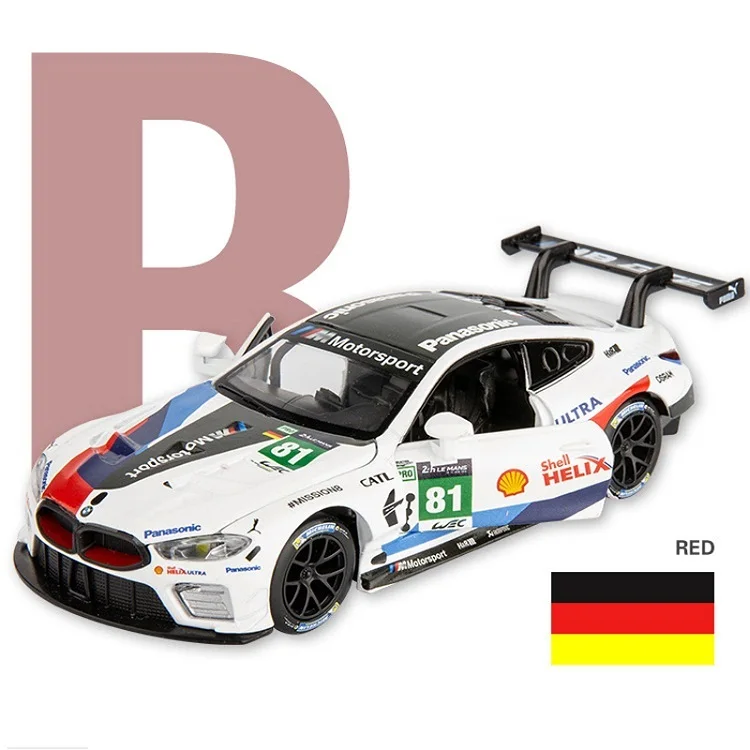 

High Simulation Exquisite Diecasts & Toy Vehicles: RMZ city Car Styling M8 GTE Racing 1:32 Alloy Diecast Model Sounds and Light
