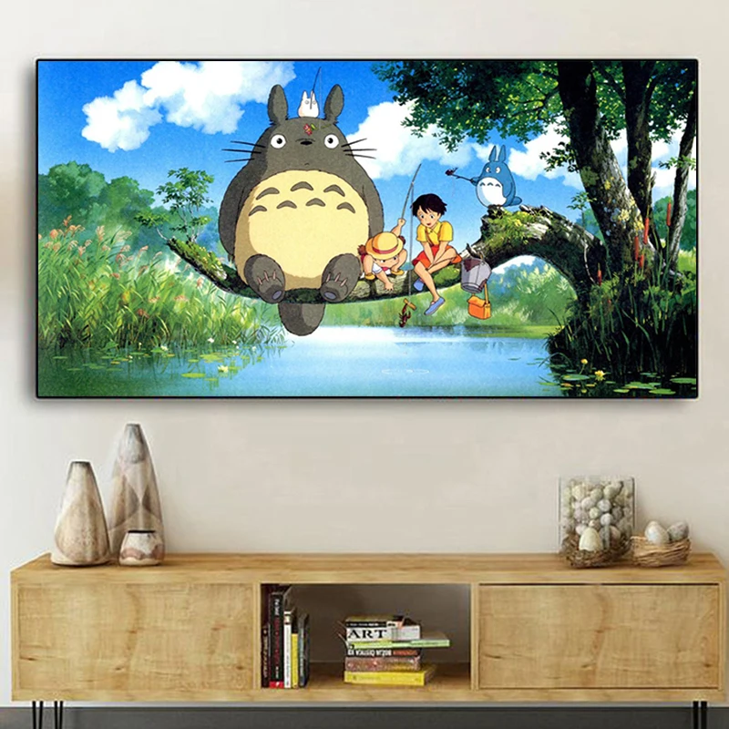 internettet gentagelse justering Miyazaki Hayao Totoro Cartoon Art Painting Poster Wall Painting And Modern  Art For Kids Bedroom Wall Picture Home Decor Gift - Painting & Calligraphy  - AliExpress