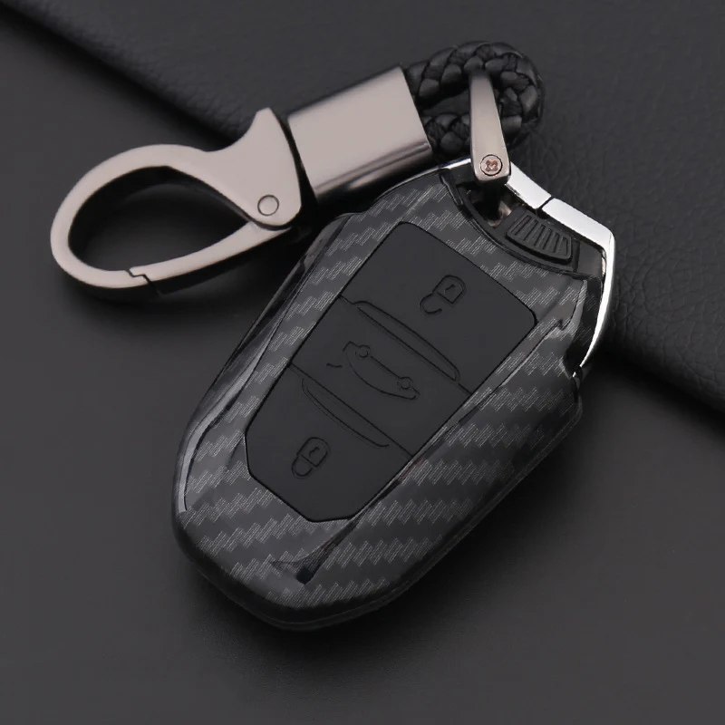 

Silica gel Carbon Fiber Car Key Cover Case Protect For Peugeot x2008 3008 4008 5008 301 308S 408 For Citroen C4 Cactus C5 C3 C4L
