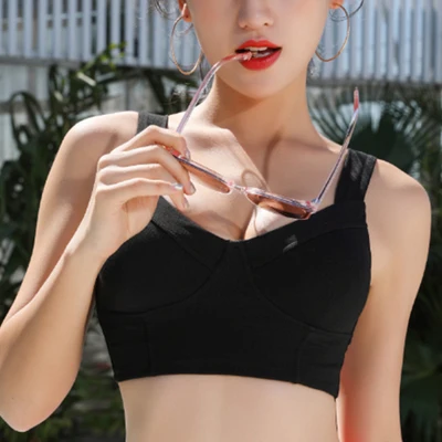 Бесшовный Gymwear эластичный тренировочный женский сексуальный бюстгальтер для тренировок с высокой поддержкой пуш-ап для йоги, нижнее белье для активного отдыха Быстросохнущий бюстгальтер - Цвет: Черный
