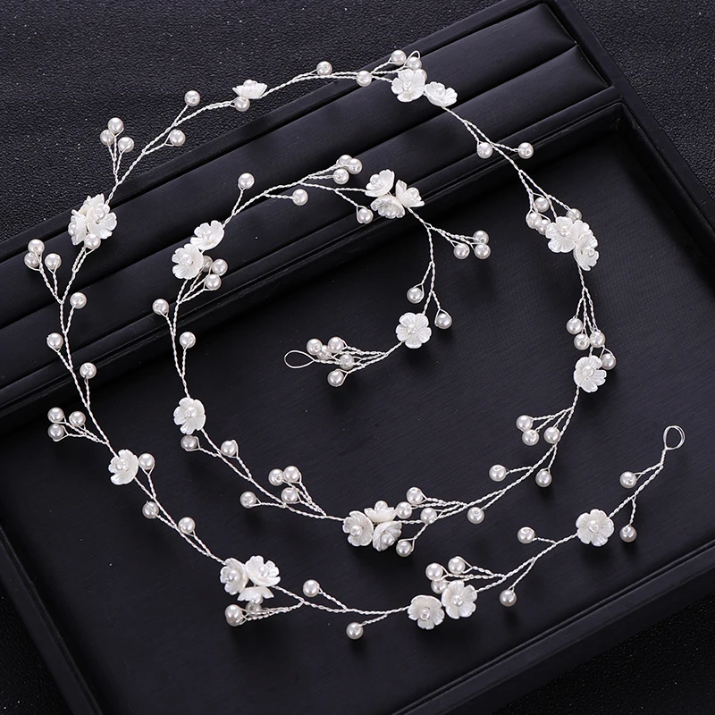 

Trendy Silver Tiara Headband Flower Pearl Bride Hair Band Wedding Hair Accessories Headdress Ladies Tiara Accessories Jewelry