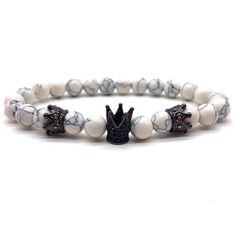 Модный полый браслет с шаровой нитью для мужчин ручной работы 8 мм браслет с шармом с короной для мужчин Роскошные ювелирные изделия подарок