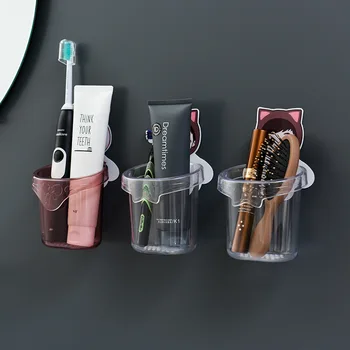 

Household Toothbrush Storage Box Bathroom Wall Hanging Toothpaste Toothbrush Case Seamless Stickers Finishing Storage Rack
