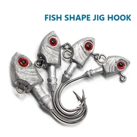 5PCS 3.5g-33g Jig Head Hook Fish Shape Carbon Steel  Head Fishing Hooks With Treble Fishing Hooks Soft Worm Fishing Accessories 1