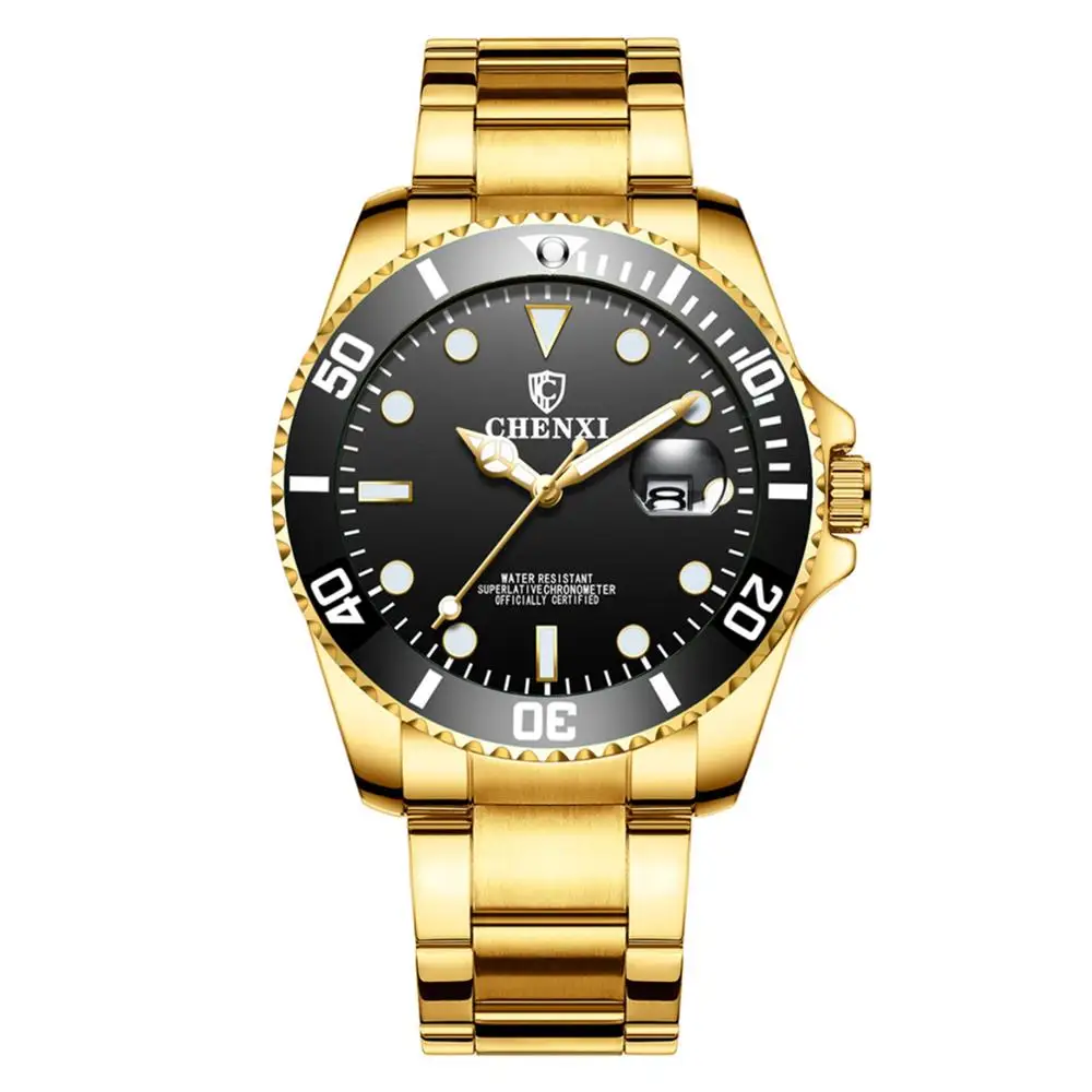 

TurnFinger The New Waterproof Calendar Luminous One-way Rotating Bezel Anti-scratch Mineral Strengthened Glass Quartz Watch