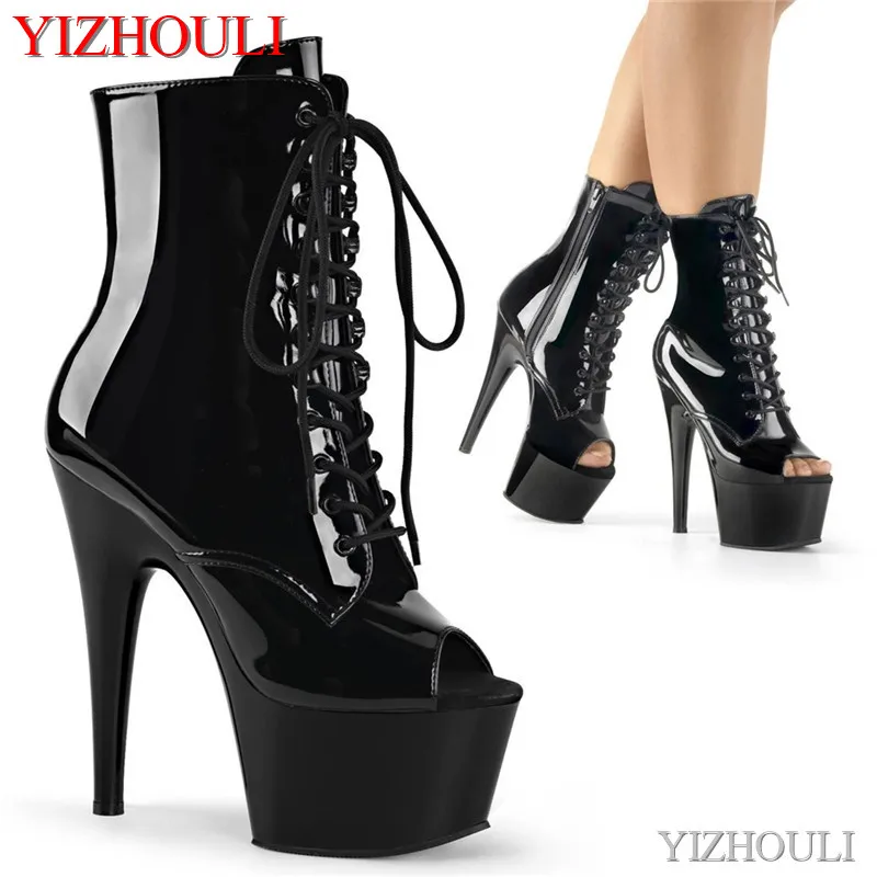 Party pole dance PU17 cm high ankle boots, 7 inches, sexy models with bare toes, dancing shoes