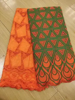 

2.5 y Swiss lace fabric +2.5 y Bazin Brode riche embroidery African 100% cotton fabrics Swiss voile lace popular Dubai style