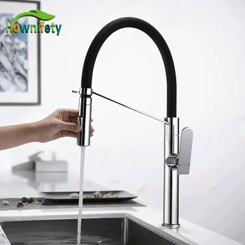 

Chrome and Black Kitchen Sink Faucet Hot Cold Mixer Crane Tap Rotation Pull down spray stream bath faucets