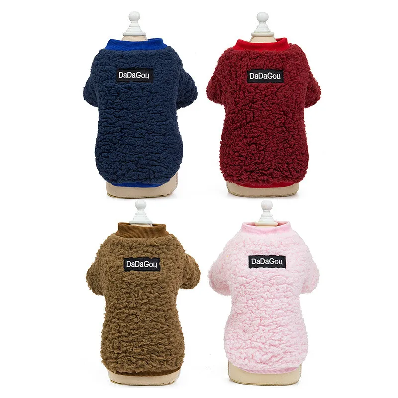 Autumn Winter New Pet Clothes Dog Cat Teddy Bear Coat Jacket Letter Label Lambskin Fleece Two-legged Dog Clothing Pet Supplies