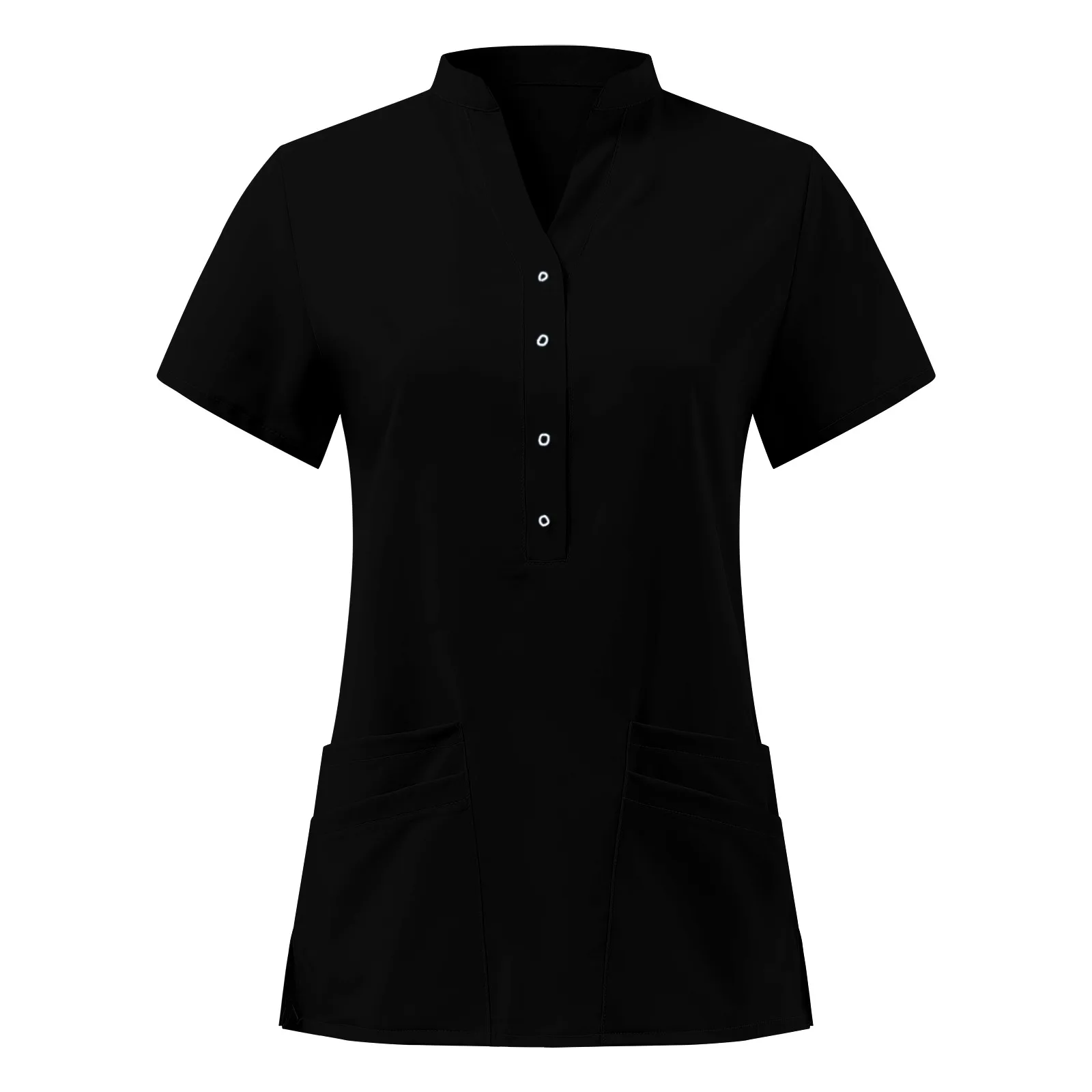 Solid Women Nurse Uniform Scrub Short Sleeve V-neck Button Pocket Tops Nursing Working Medical Uniform Blouse Nurse Accessories