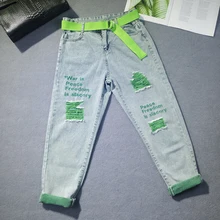 Парижские модные джинсы, женские джинсы с дырками, женские джинсы, джинсы для мам, женские джинсы, штаны-шаровары, рваные джинсы с вышивкой