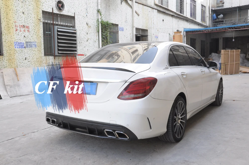 C63 Стиль углеродного волокна задний багажник спойлер для Mercedes-Benz C Класс W205 C63 заднее крыло автомобиля аксессуары