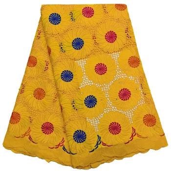 

Hollowed out wonderful big flowers design with stones Swiss Voile Lace HLS167 Fast delivery Party dress 100% Cotton Fabric