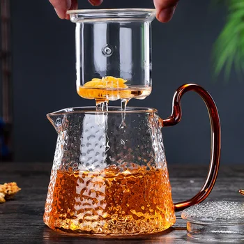 

hammer pattern glass teapot suit high temperature household filter tea maker with handle samovar