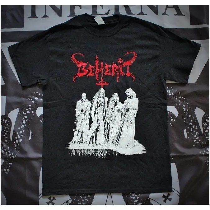 Beherit-Satanic Metal Temple футболка L Archgoat кощунство черная колдовство 100% хлопок короткий