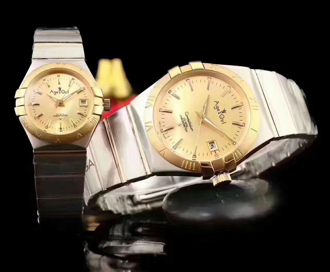 

Luxury Brand New Men Women Couple Silver Gold Dial Automatic Mechanical Stainless Steel Sapphire Watch Diamond Sport Watches