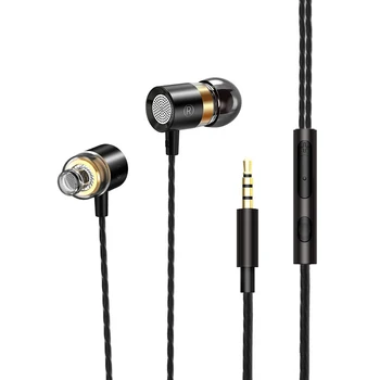 

Metal Subwoofer Headphones In-Ear Unit Moving Coil with Mic Mobile Phone Computer Mp3 Universal Earplugs