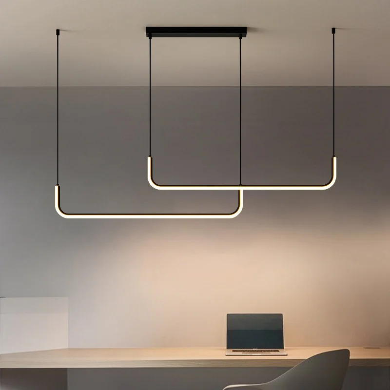 Minimalism Modern Led Chandelier Pendant Lights Fixture For Dining Room Home Decor Bedroom Black Hanging Lamp With Remote Lustre | Лампы и