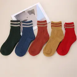 2019 зимние полосатые вязаные шерстяные носки, плотные теплые женские носки, подарок на Рождество, женские повседневные модные короткие