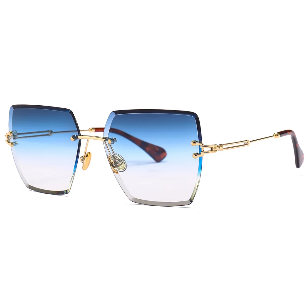 Elbru без оправы Квадратные Солнцезащитные очки для женщин мужские металлические высококачественные брендовые дизайнерские разноцветные солнцезащитные очки для мужчин женские подарки UV400