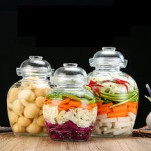 Sichuan Kimchi Jar Transparent Thicken Glass Pickle Jars Household Pickled Pickling Cabbage Container Storage Sealed Kimchi Pot