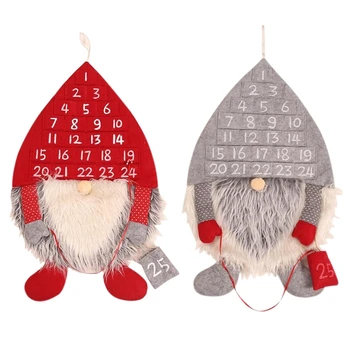 

2x Christmas Advent Calendar Forest Man Christmas Ornaments Lobby Home Living Room Door Wall Party Pendant Decorations Red & Gra