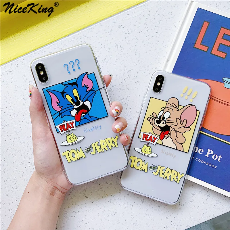 

Funny Cartoon Phone Case For iPhone X XS Max XR Jerry Tom Cover For iPhone 8 7 6 6S Plus Soft Silicone Clear Back Cover Case