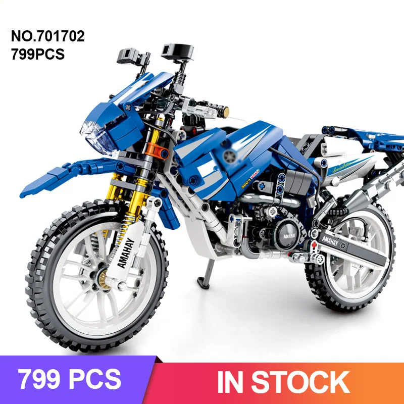 

IN Stock 701702 Motorcycle Motorbike High Tech Series 20086 Blue Super Racing Car Model 799pcs Building Blocks Brick Toys