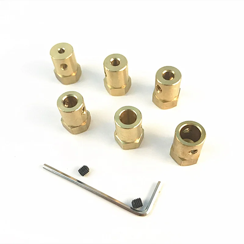 

10pcs 2mm 3.17mm 3mm 4mm 5mm 6mm 7mm 8mm Shaft Motor Flexible Coupling Tyre Wheel Brass Hex Coupler Set&wrench