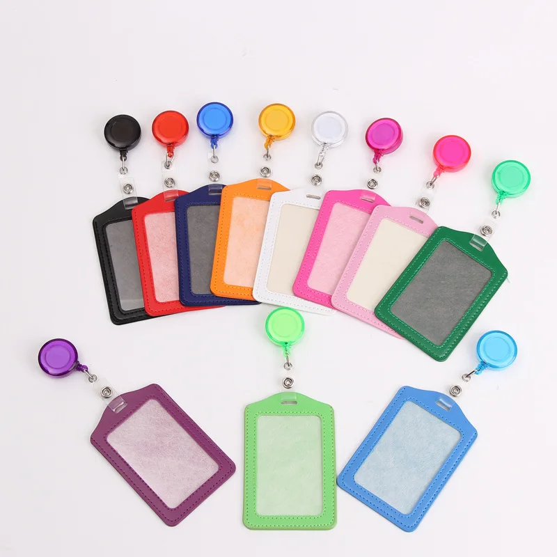 Credit Card Holders With Retractable Badge Reels Clip Name Badge Office School Supplies Identity Badge Protective Card Cover