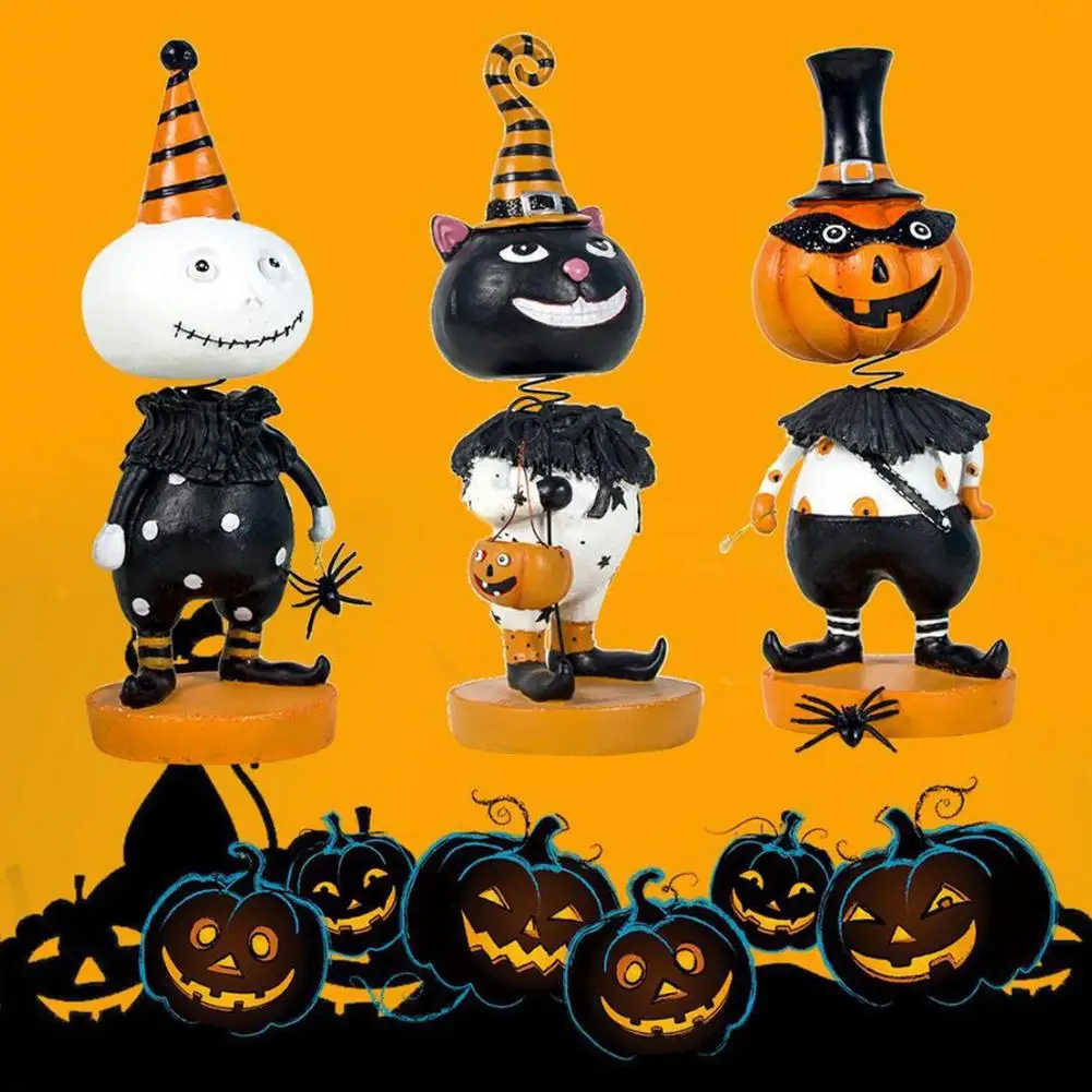 

3D украшения для Хэллоуина в виде тыквы с вибрирующей головой, фигурка, поделки из смолы, украшение на Хэллоуин для дома, товары для вечерние, подарок для ребенка