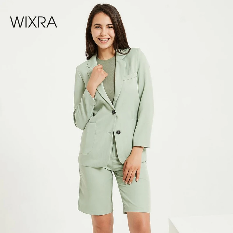 Женский блейзер с длинным рукавом Wixra Зеленый Блейзер на пуговицах верхняя