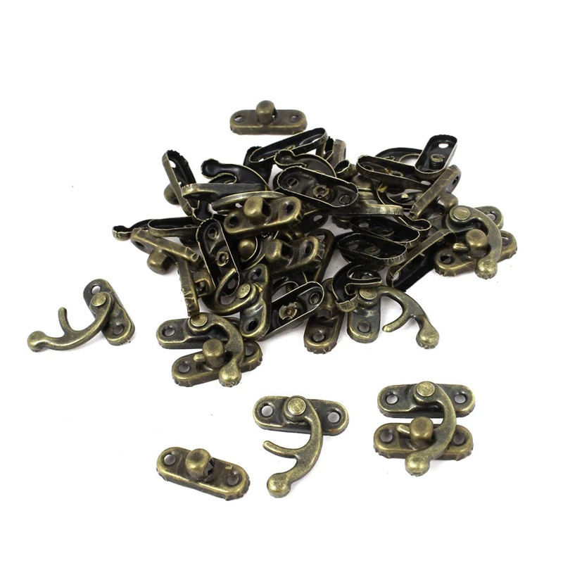 100PCS Vintage Metal Hardware Furniture Wooden Box Leather Bag Hardware Decorative Latch Clasps Lock Padlock Hasp with Screws