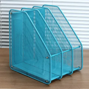 

New Metal Wire Mesh Office Supplies Triple File Book Holder Office File Storage Rack Multipurpose Home Desk Organization Holder