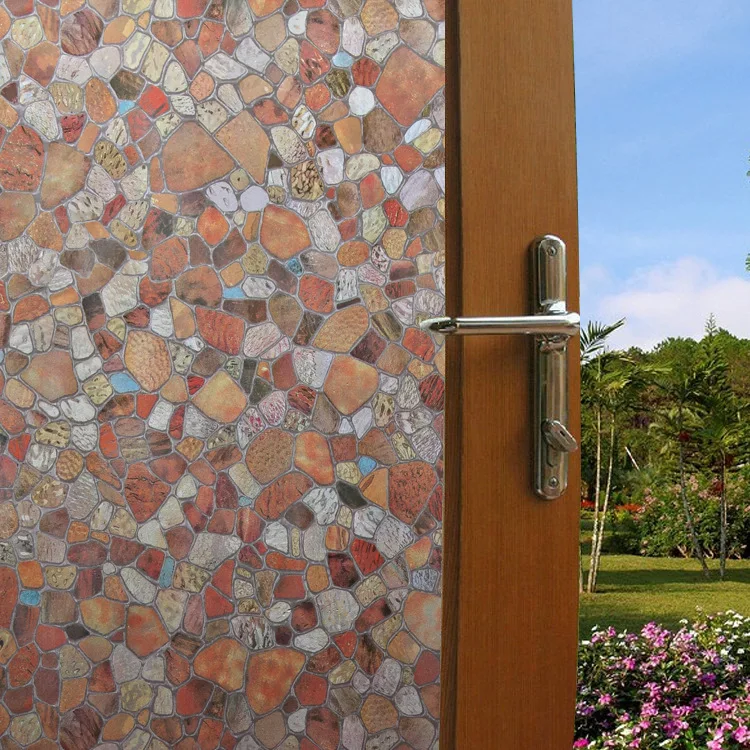 

PVC adhesive free electrostatic glass film Yuhua stone color film window glass Decal factory direct pebble P126