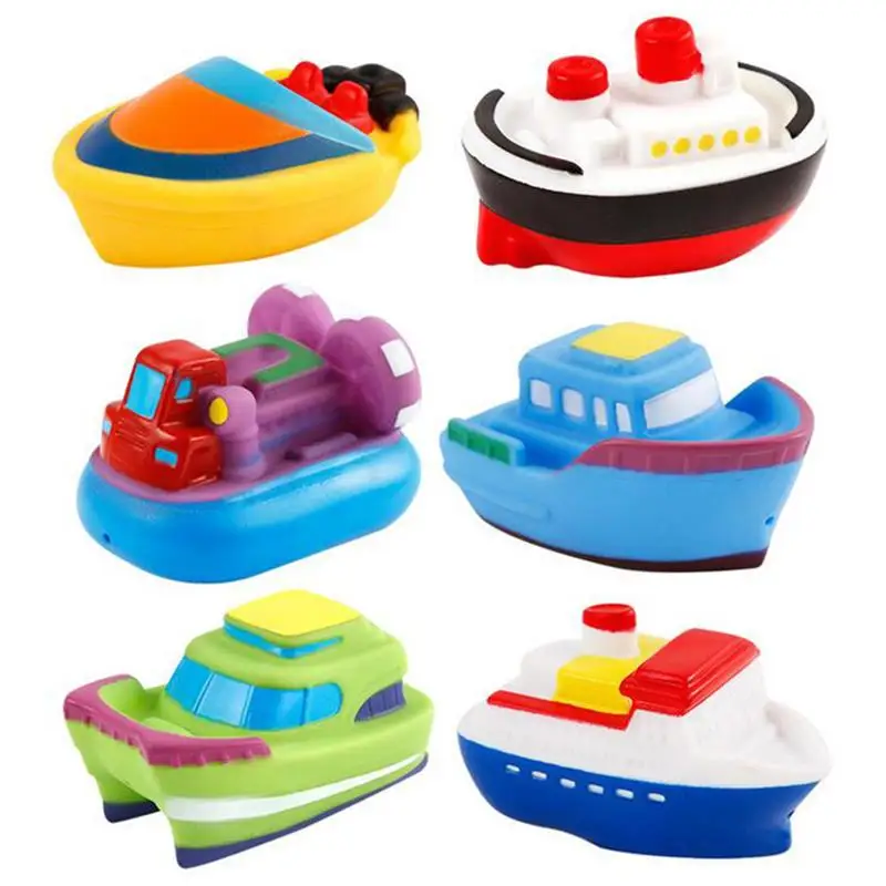 6pcs Cartoon Funny Baby Bath Toy Boat Bath Toys Water Squirt Toys  Squeeze Spraying Beach Bathroom Swimming Pool Toys For Kid