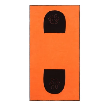 

2019 Original Drying Towel for Pets Dogs Cleaning Ultra-absorbent Dog Bath Towel Microfiber Paw Print Pocket Bath Grooming Towel