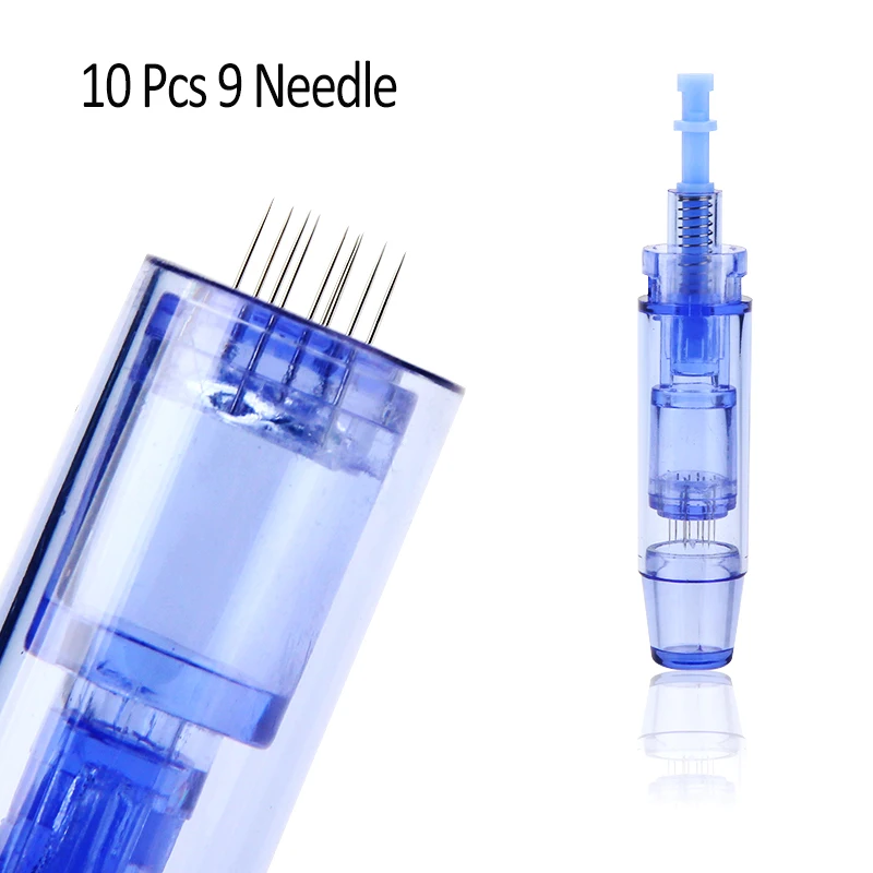 9 Pin 10pcs Горячая беспроводной Dr.Pen Ultima A1-W Dr.Pen ручка BB светящийся набор профессиональное косметическое оборудование Полуперманентная вышивка Татуировка пистолет - Цвет: 9 Pin 10pcs