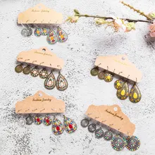 Несколько 3 пар Комплект сережек для женщин Boho винтажный богемский этнический мотаться ручной работы серьги-подвески ювелирные изделия подарок