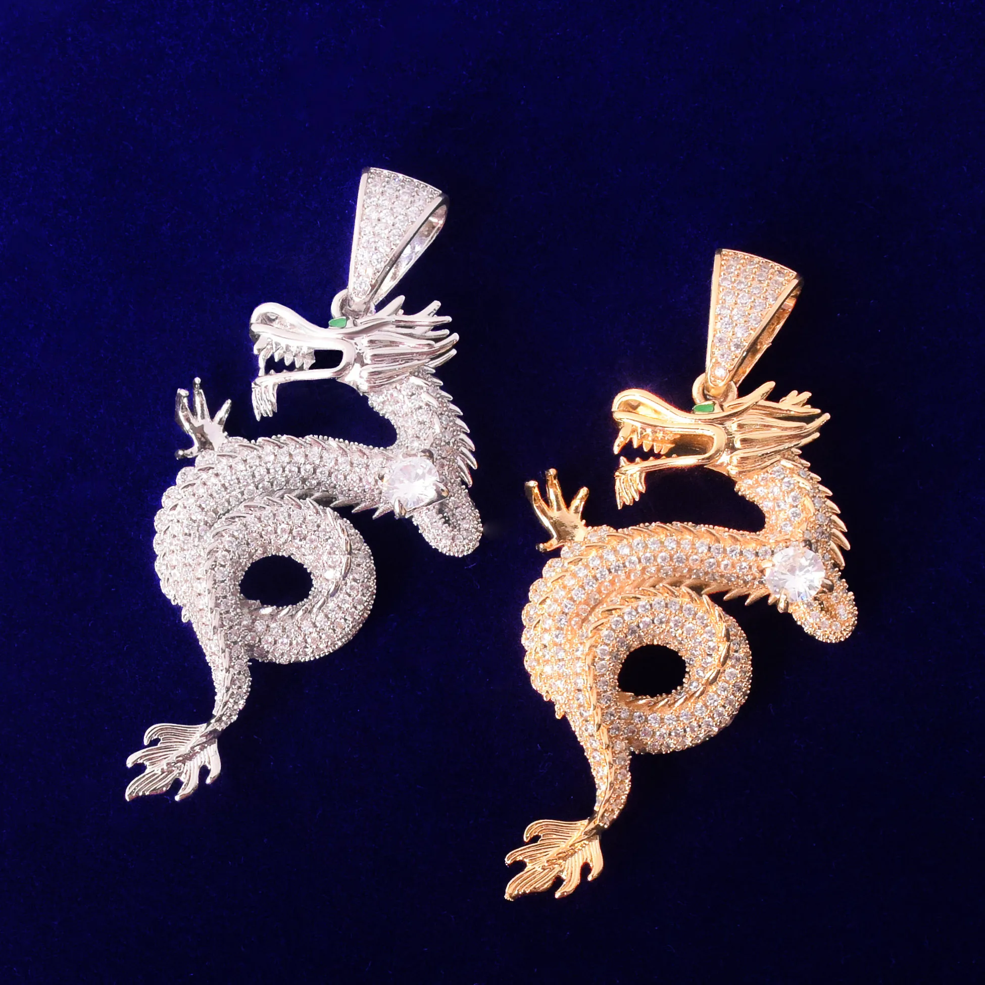 Hip Hop Pendant Dragon | Cubic Zircon Necklace | Iced Dragon