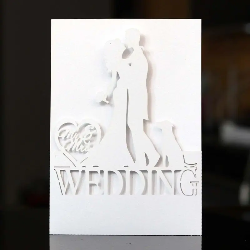  20pcs/set Laser Cut Bride Groom Wedding Invitations Card Invite Envelopes Kit for Engagement Person - 4.00009E+12