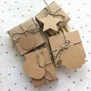 

50PCS 7X7x3CM Black Brown Carton Kraft Paper Box Wedding Favors and White Gift Box Candy Box for Chocolate Party Favor for Guest