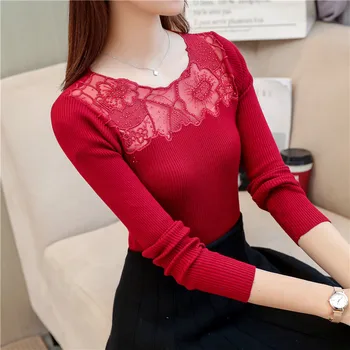 

2020 Limited Cotton New Autumn And Winter Sweater Female Slim Bud Ribbon Drill Sleeved Pullover Knit Shirt All-match Dress
