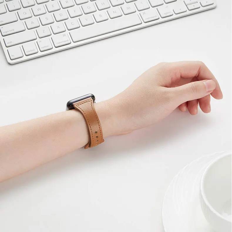 Bracelet mince en cuir Femme pour Apple Watch