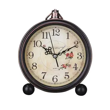 

Antique Style Clocks Silent Retro Table Clock Quiet Non-Ticking Clock Classic Retro Clock Desk Alarm Clock(Without Battery)