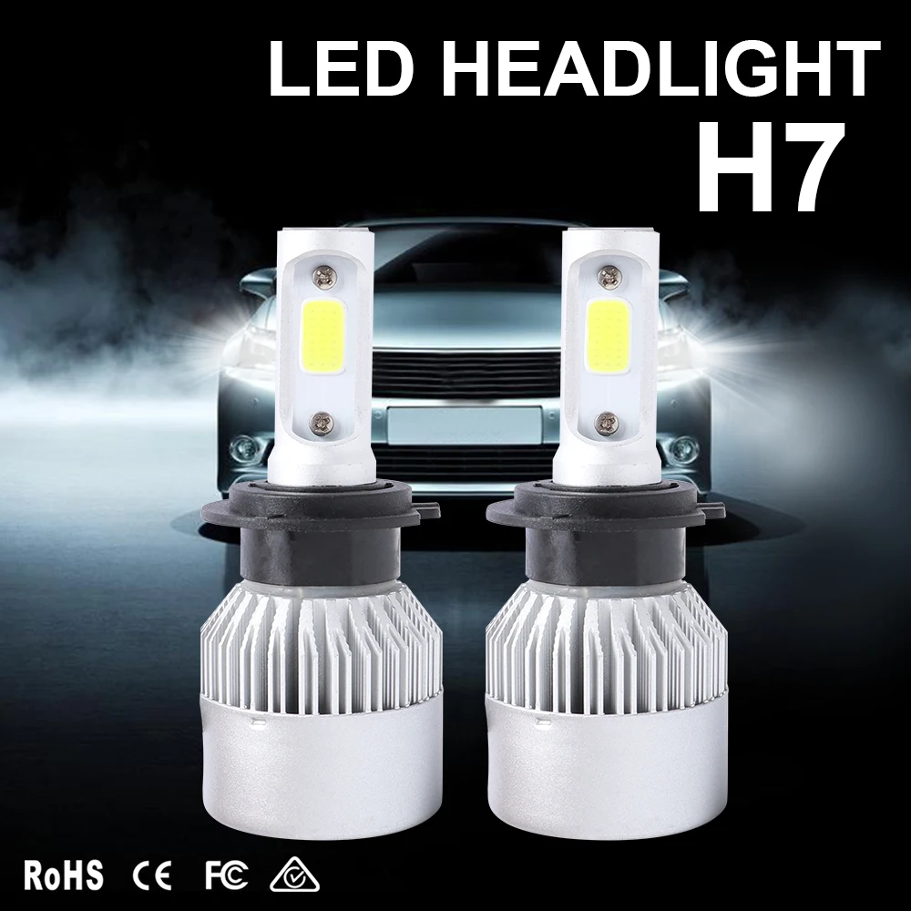 H7 Samsung Chip LED 42 SMD Super White 6000K Headlight 2x Light Bulb Low Beam