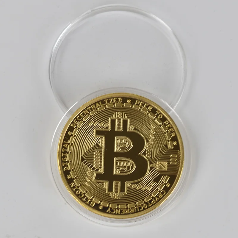 

Gold Plated Physical Bitcoins Bit Coin BTC Collectible Art Collection Gift Metal Antique Imitation BTC Coin Art Collection