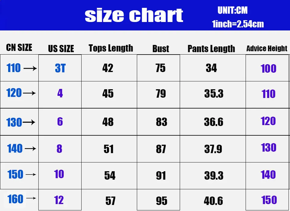 套装尺码表110-160-尺码偏小